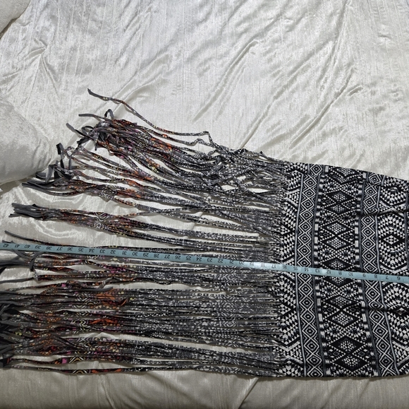 VENUS Black and White Maxi Skirt with Fringed Detail for Casual Wear - Picture 4 of 4